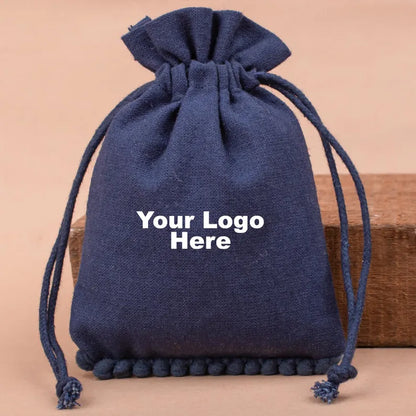 100 Personalized Navy Designer Pouch A Premium Keepsake with bottom pom poms