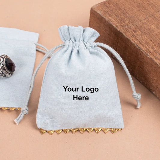 100 Timeless Off-White Designer Pouch Handcrafted with Soft Bottom Gold Lace