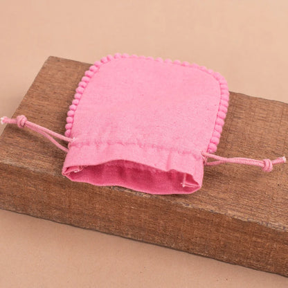 100 Sweet Rose Pink Designer Pouch Adorned with Delicate Pom Poms