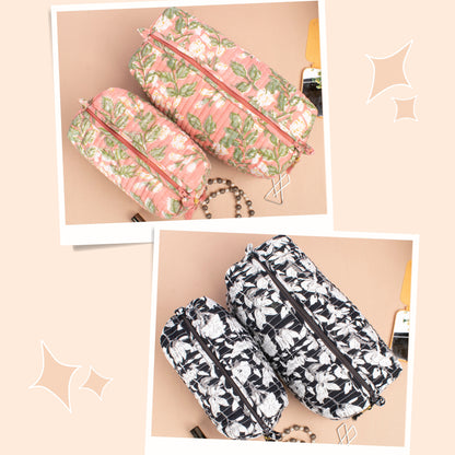 Combo of 2 - Cosmetic Case, Mini Makeup Organizer, Bridesmaid Gift Makeup Bag, Handmade Toiletry Bag, Travel Makeup Pouch, Waterproof Bag