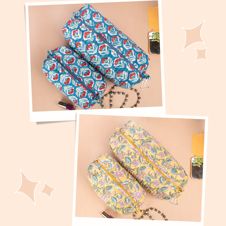 Quilted Cotton Gift Set | Makeup Bag Combo