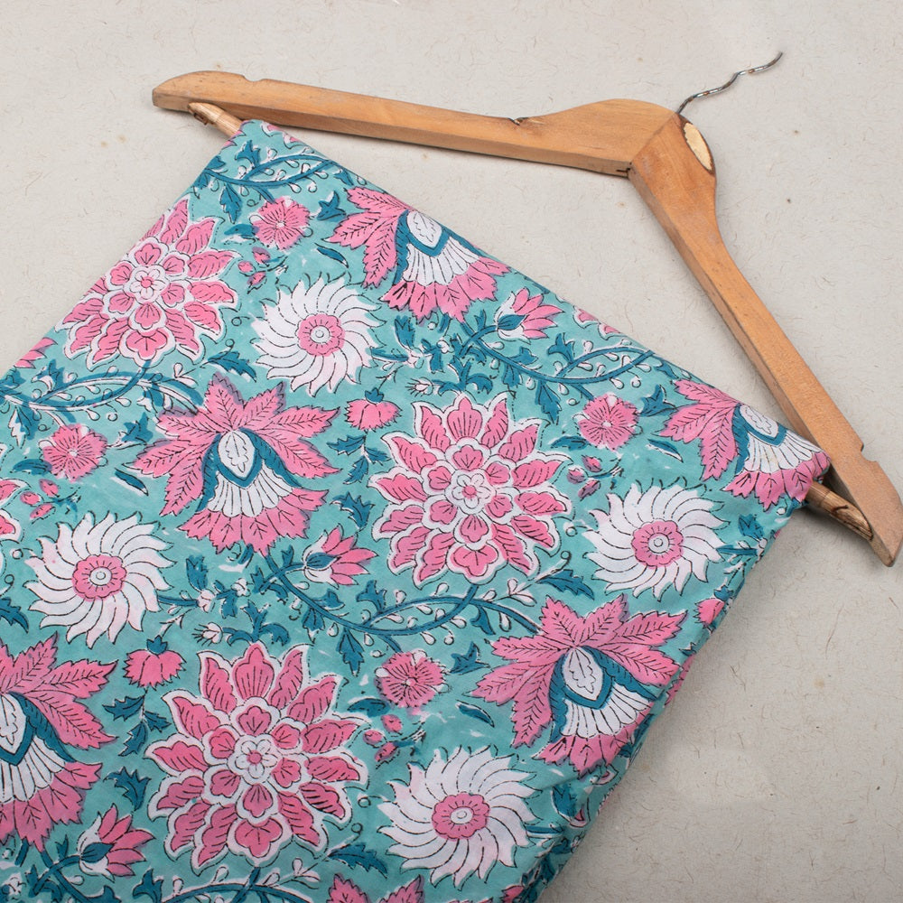 Floral Cotton Fabric by the Yard | Block Print Craft Fabric