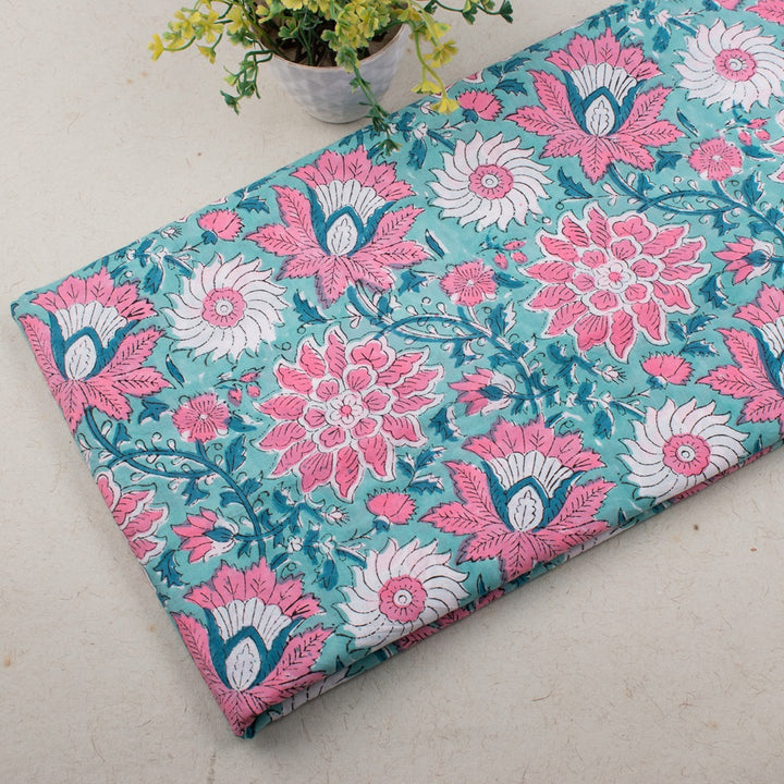 Floral Cotton Fabric by the Yard | Block Print Craft Fabric