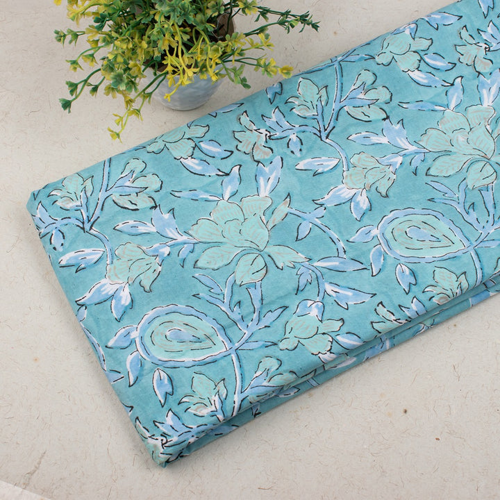 Floral Cotton Fabric by the Yard | Block Print Craft Fabric