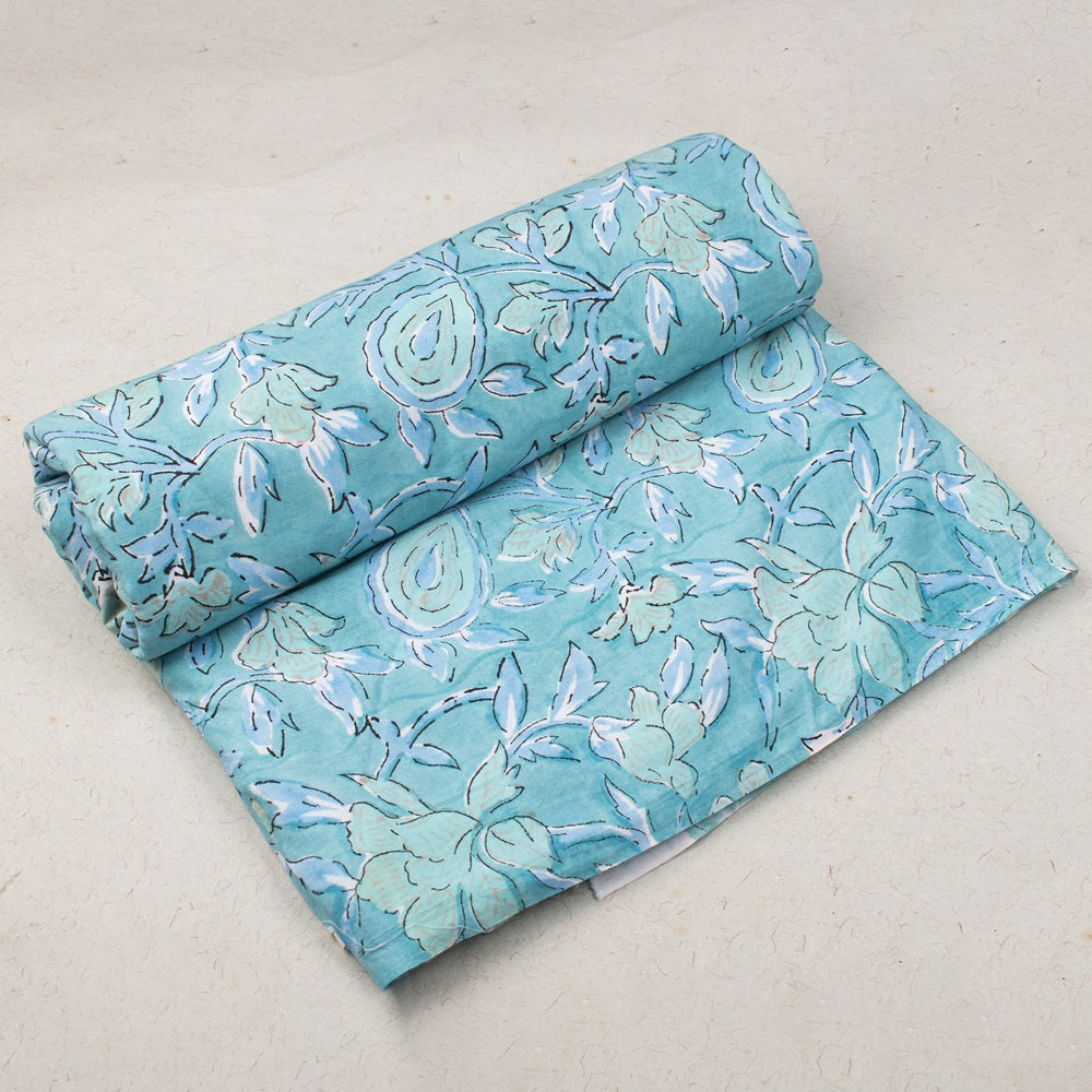 Floral Cotton Fabric by the Yard | Block Print Craft Fabric