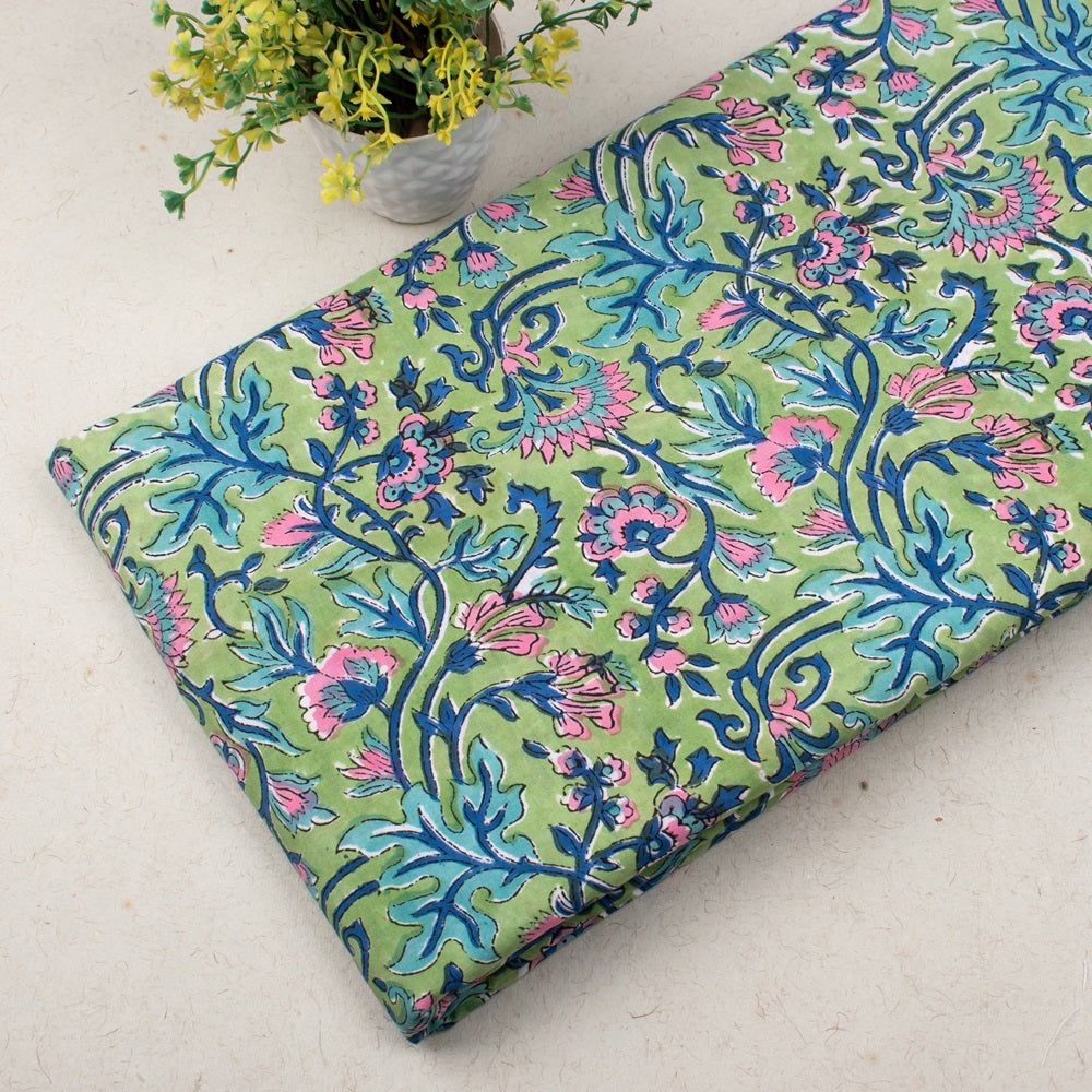 Hand Block Cotton Fabric by the Yard | Block Print Craft Fabric