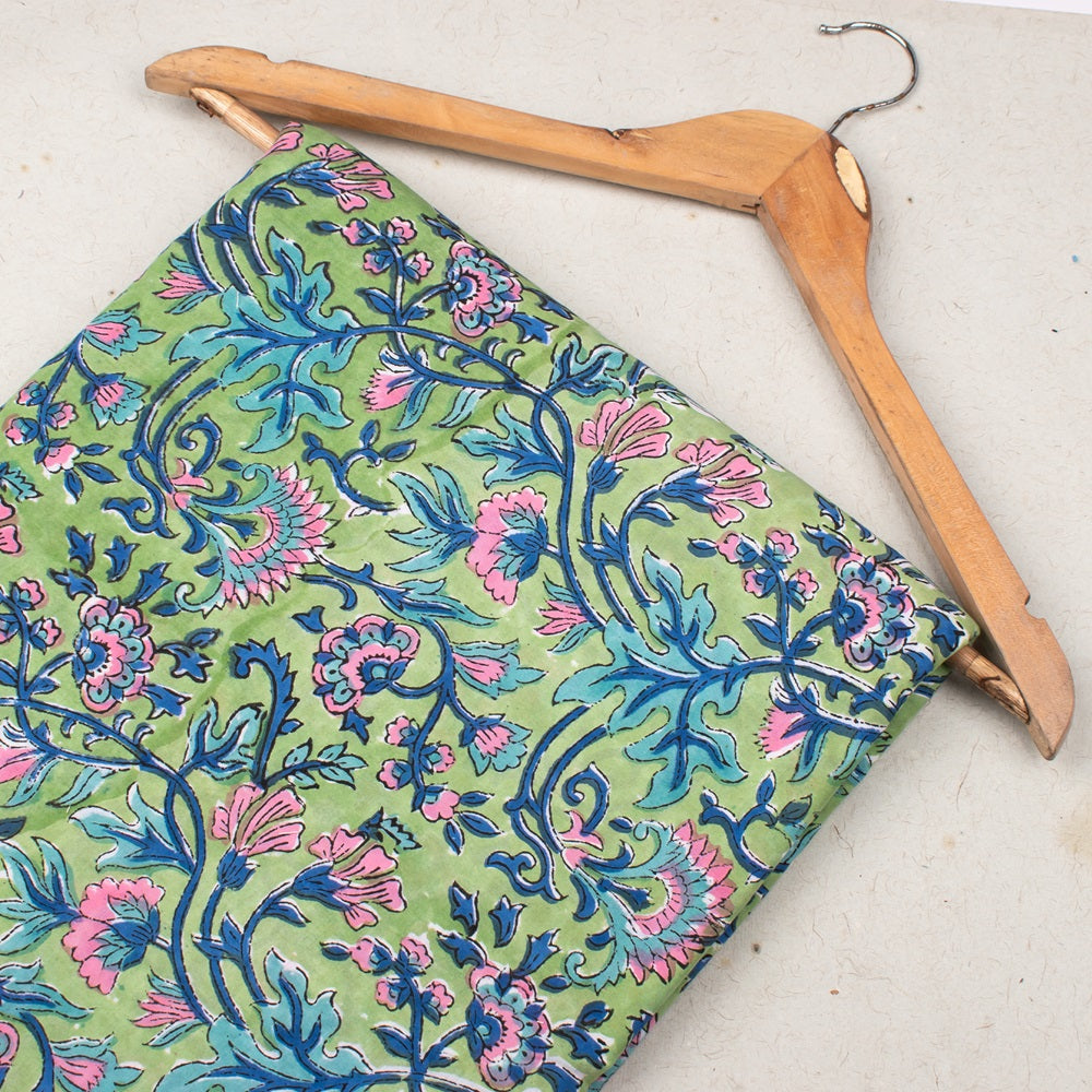 Hand Block Cotton Fabric by the Yard | Block Print Craft Fabric