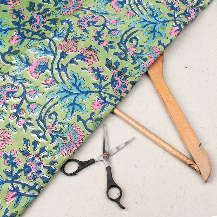 Hand Block Cotton Fabric by the Yard | Block Print Craft Fabric
