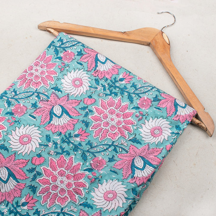 Floral Cotton Fabric by the Yard | Block Print Craft Fabric