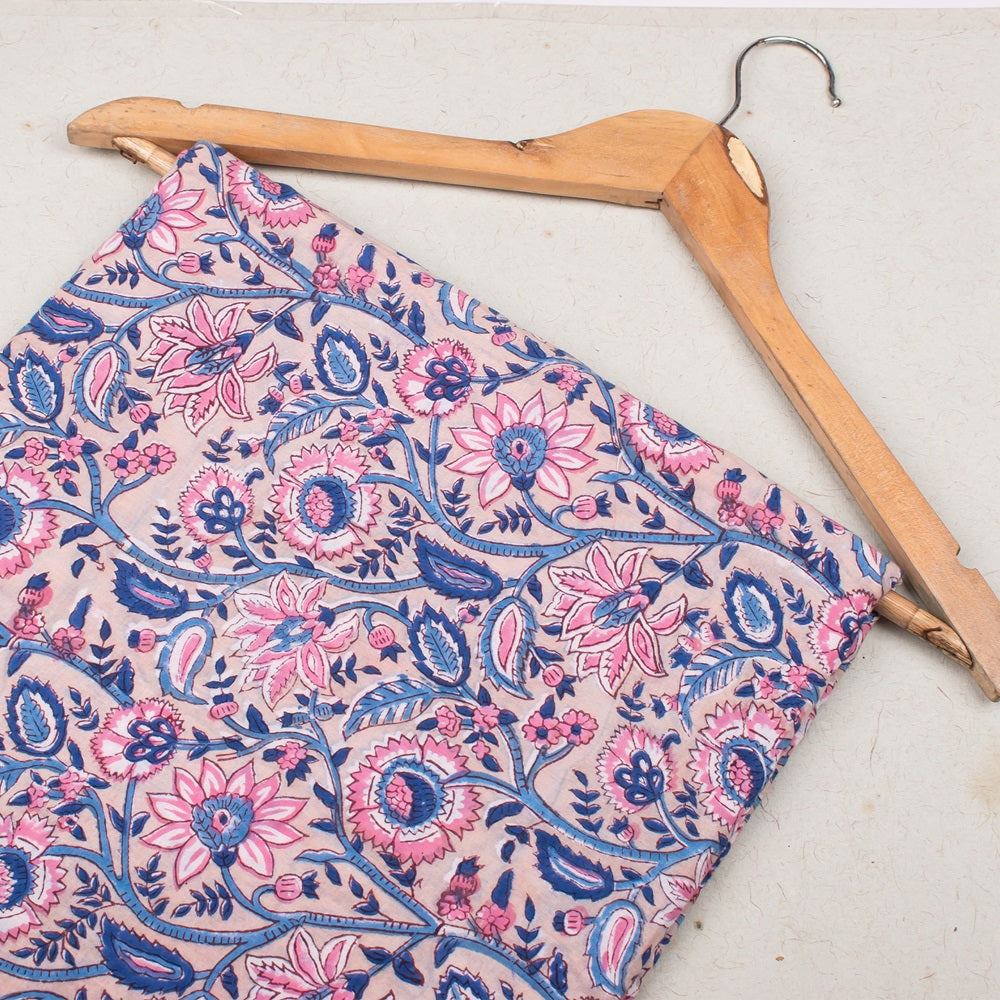 Floral Cotton Fabric by the Yard | Block Print Craft Fabric