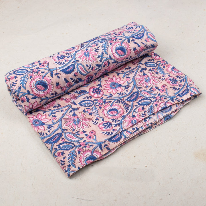 Floral Cotton Fabric by the Yard | Block Print Craft Fabric