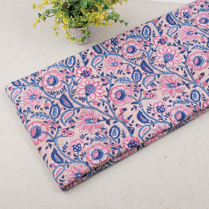 Floral Cotton Fabric by the Yard | Block Print Craft Fabric