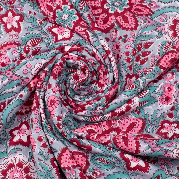 Hand Block Cotton Fabric by the Yard | Block Print Craft Fabric