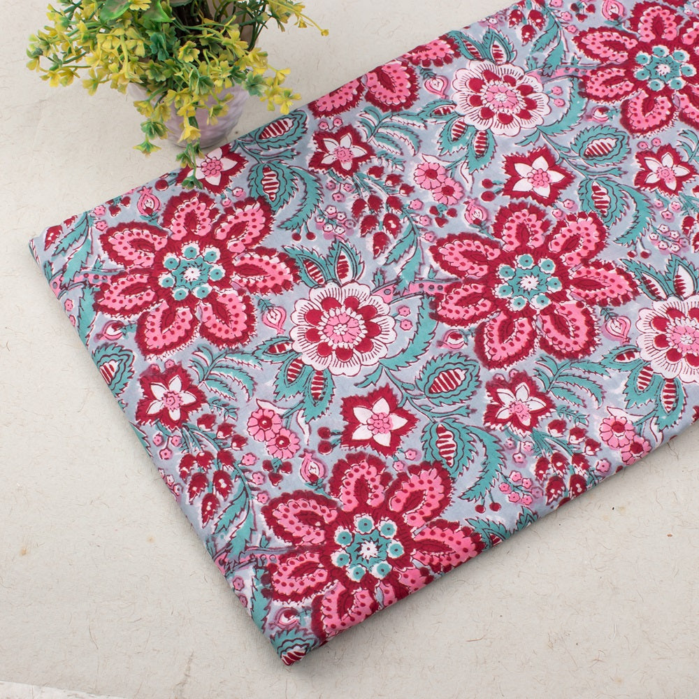 Hand Block Cotton Fabric by the Yard | Block Print Craft Fabric