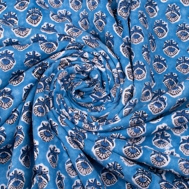 Floral Cotton Fabric by the Yard | Block Print Craft Fabric