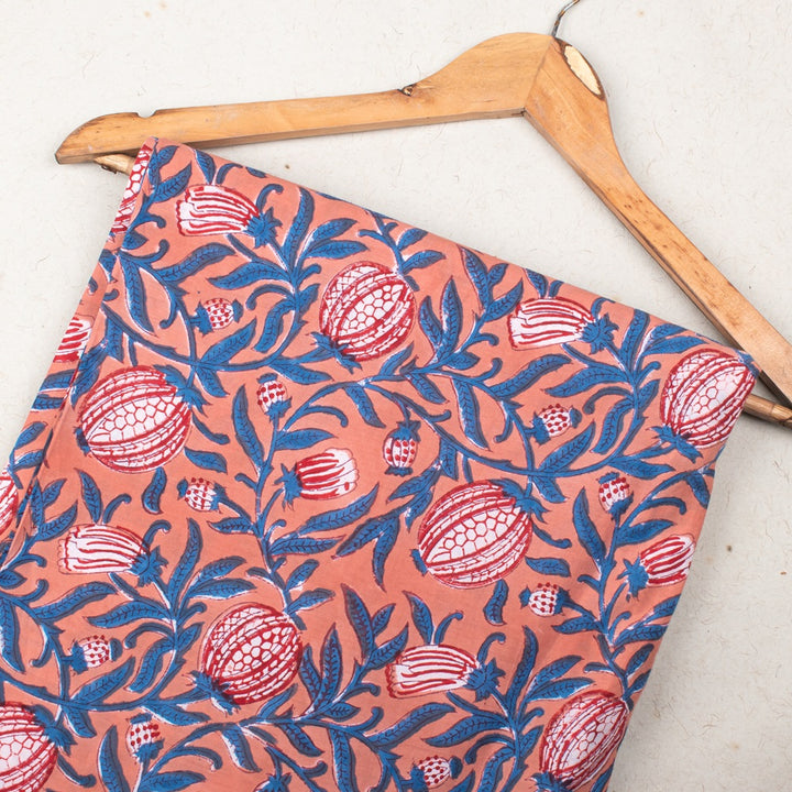 Floral Cotton Fabric by the Yard | Block Print Craft Fabric
