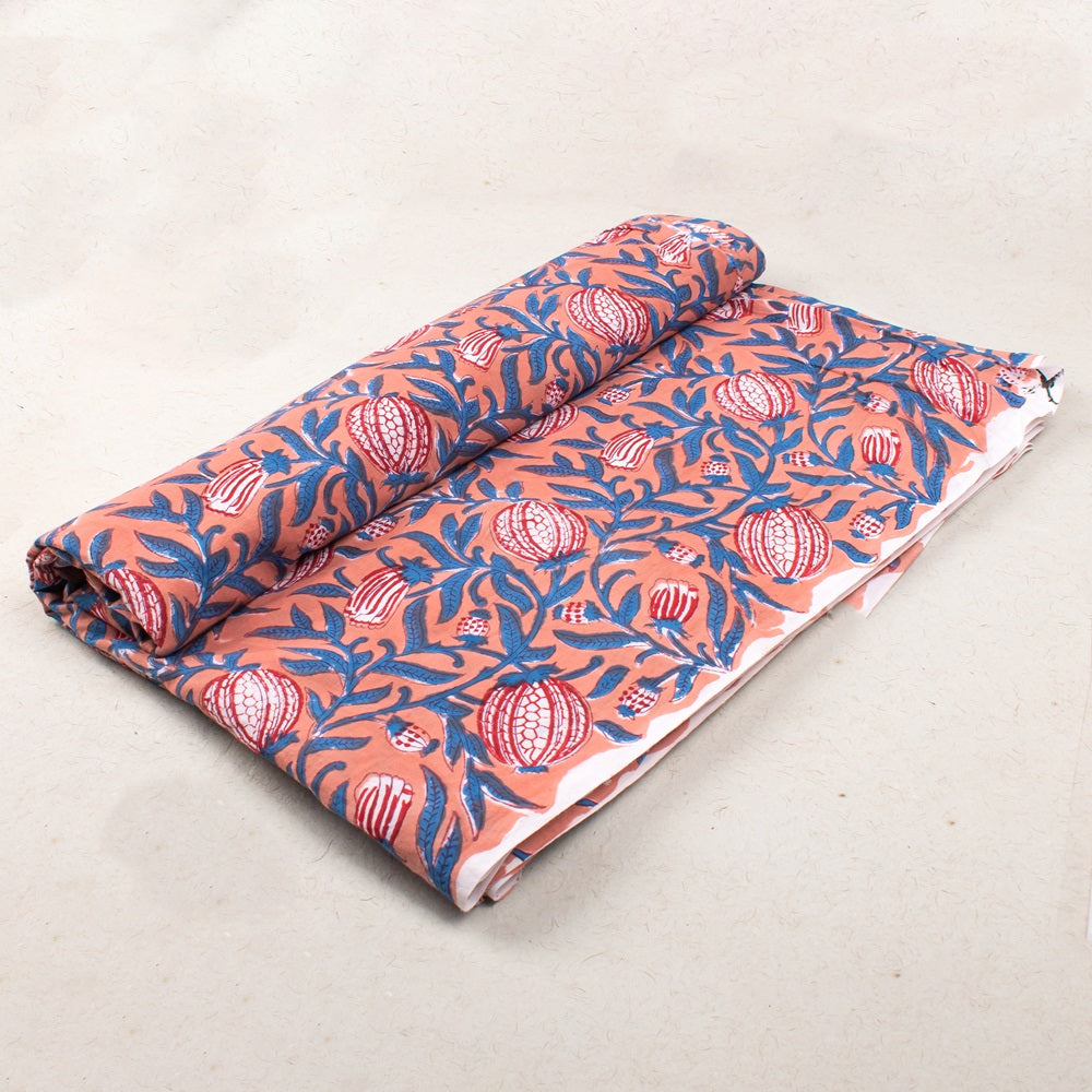 Floral Cotton Fabric by the Yard | Block Print Craft Fabric