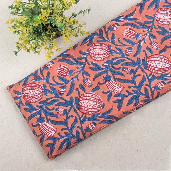 Floral Cotton Fabric by the Yard | Block Print Craft Fabric