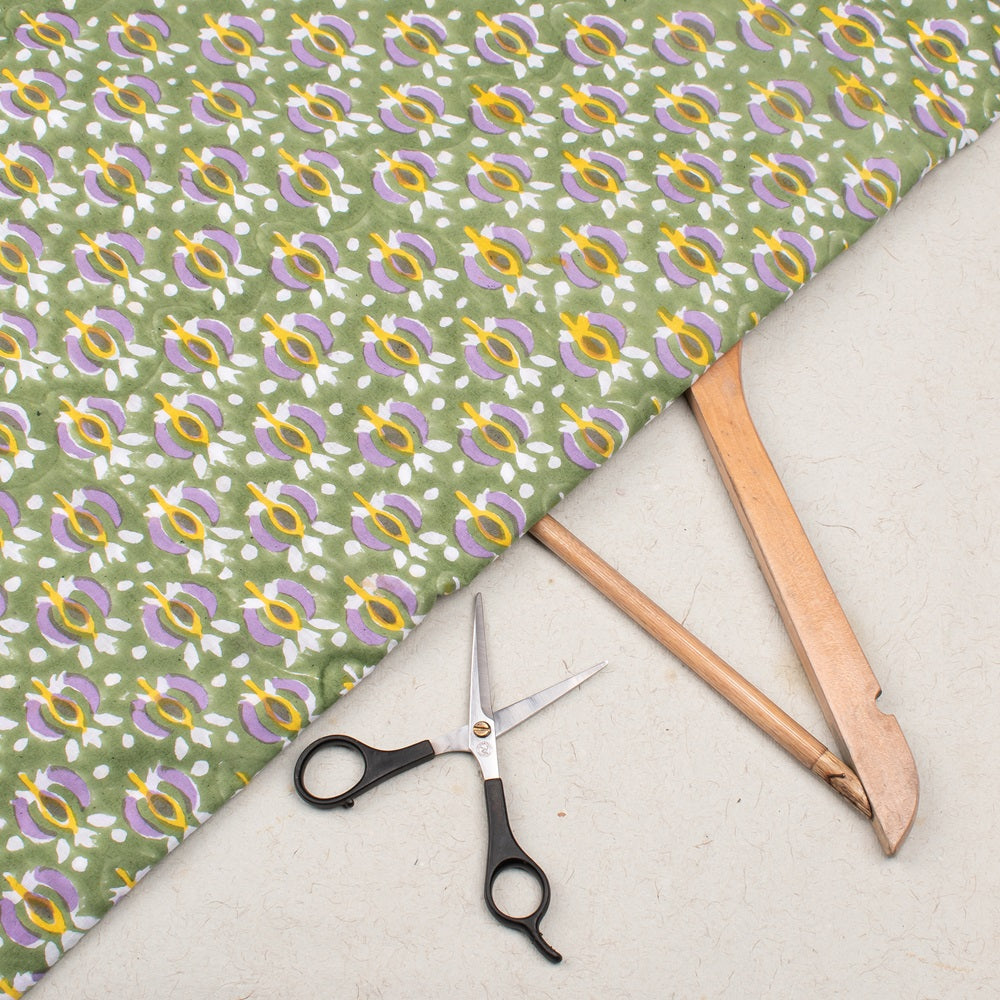 Hand Block Cotton Fabric by the Yard | Block Print Craft Fabric