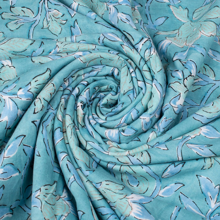 Floral Cotton Fabric by the Yard | Block Print Craft Fabric