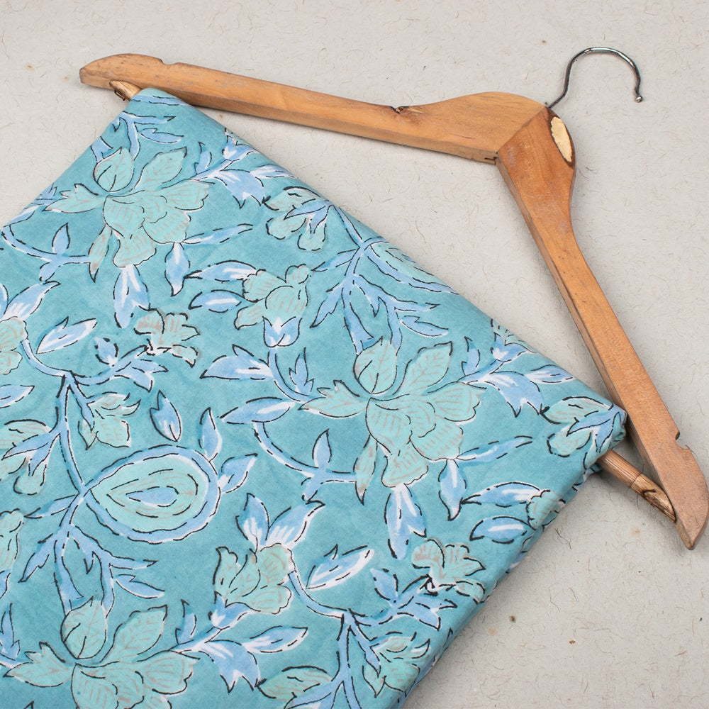 Floral Cotton Fabric by the Yard | Block Print Craft Fabric