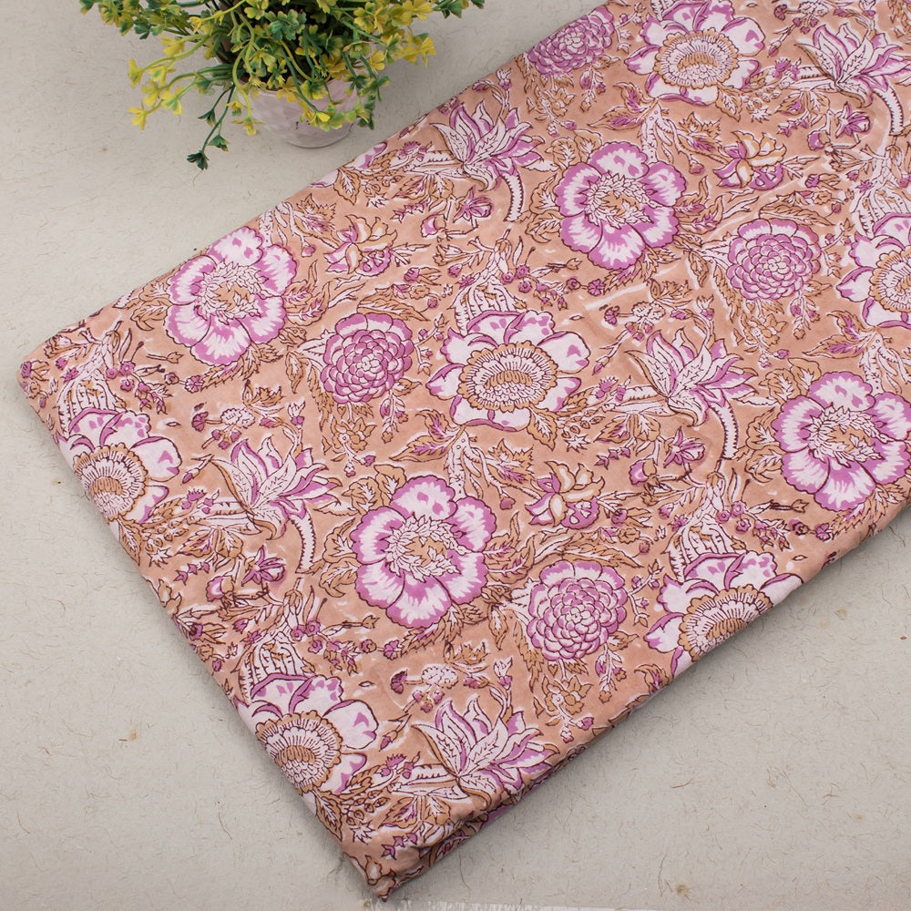 Floral Cotton Fabric by the Yard | Block Print Craft Fabric