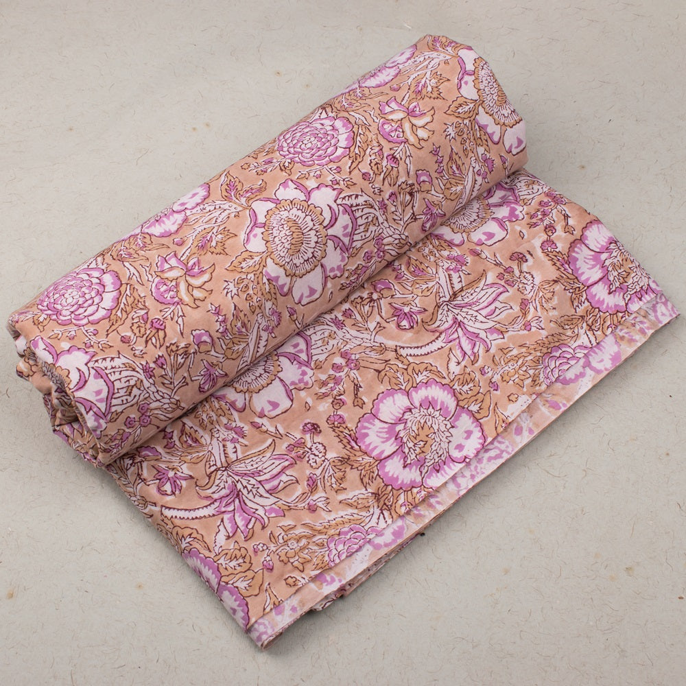 Floral Cotton Fabric by the Yard | Block Print Craft Fabric