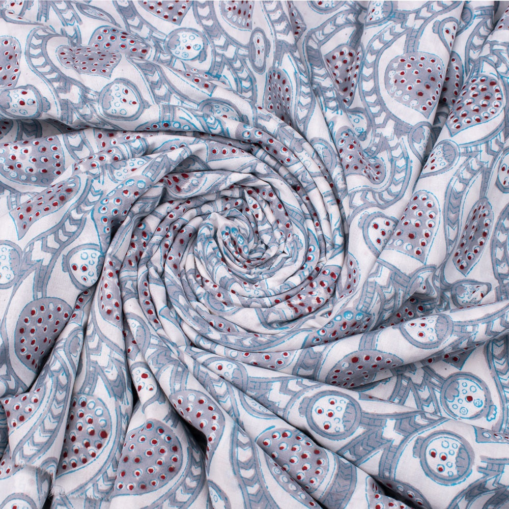 Floral Cotton Fabric by the Yard | Block Print Craft Fabric