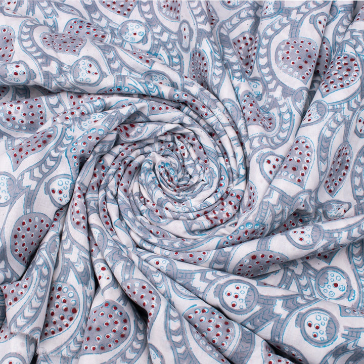 Floral Cotton Fabric by the Yard | Block Print Craft Fabric