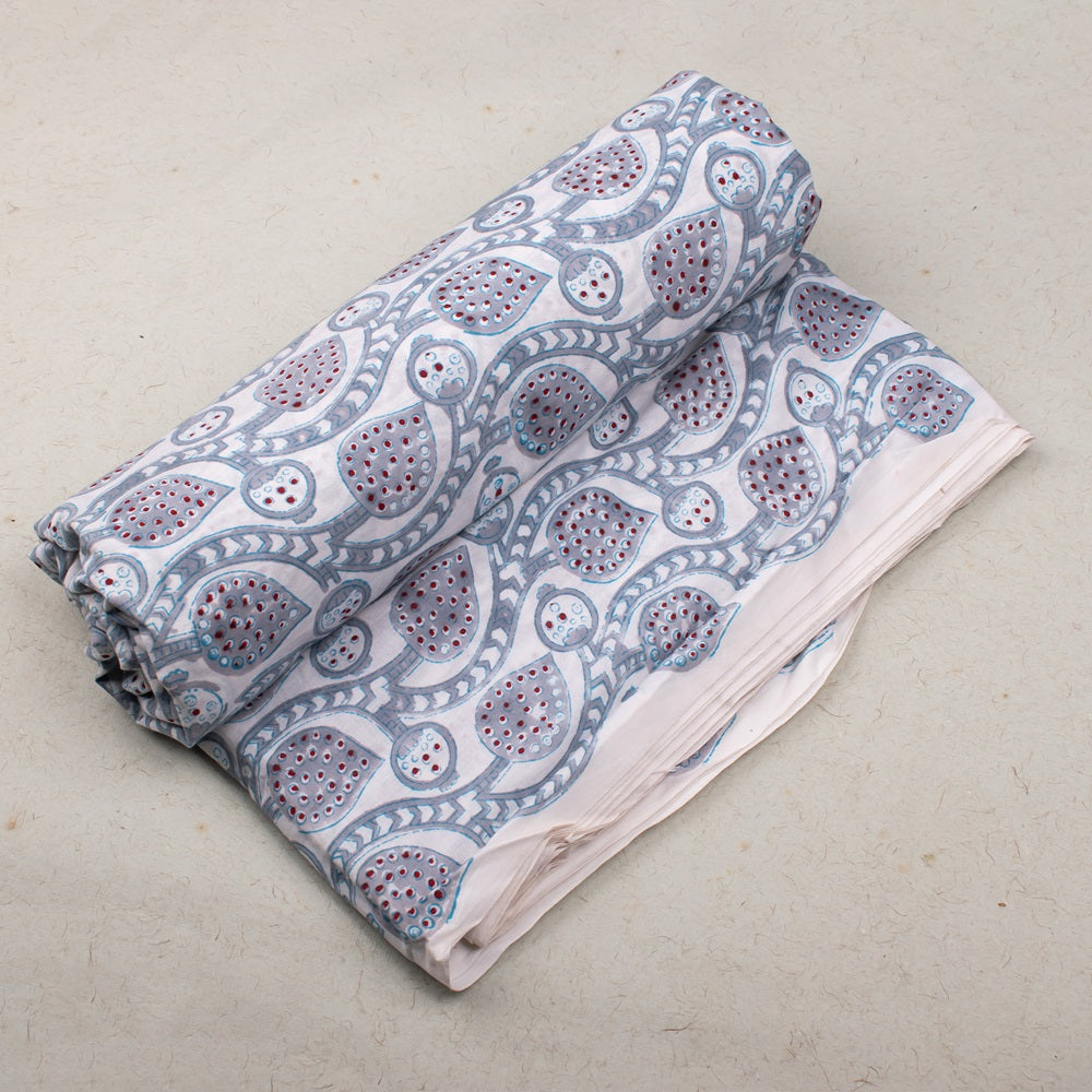 Floral Cotton Fabric by the Yard | Block Print Craft Fabric