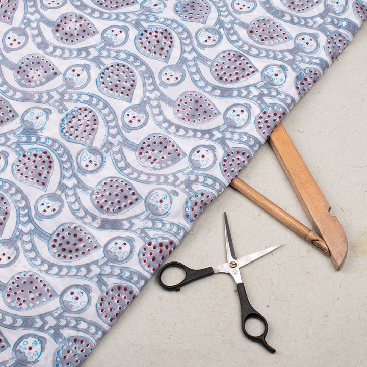 Floral Cotton Fabric by the Yard | Block Print Craft Fabric