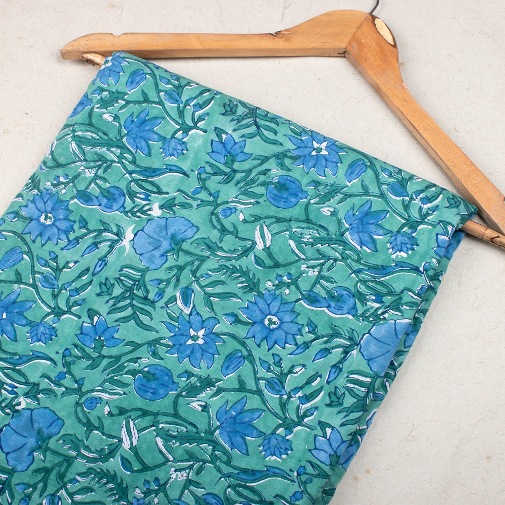 Floral Cotton Fabric by the Yard | Block Print Craft Fabric