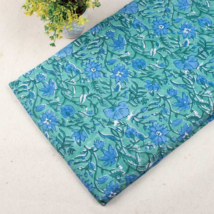 Floral Cotton Fabric by the Yard | Block Print Craft Fabric