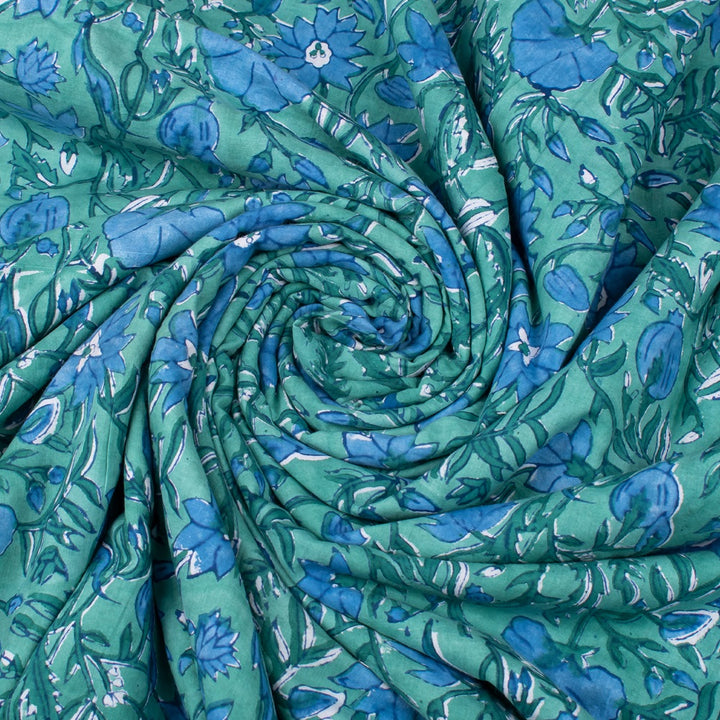 Floral Cotton Fabric by the Yard | Block Print Craft Fabric