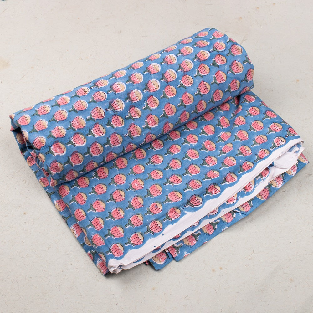 Floral Cotton Fabric by the Yard | Block Print Craft Fabric