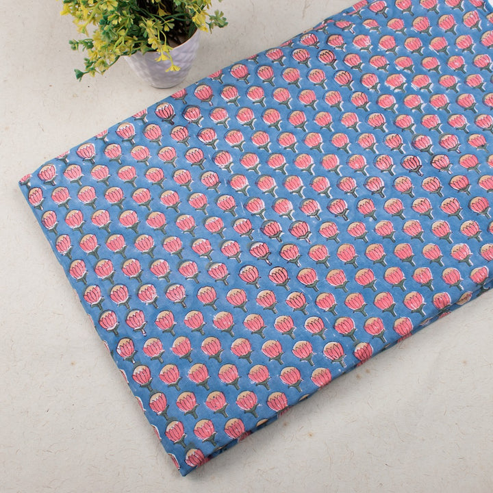 Floral Cotton Fabric by the Yard | Block Print Craft Fabric