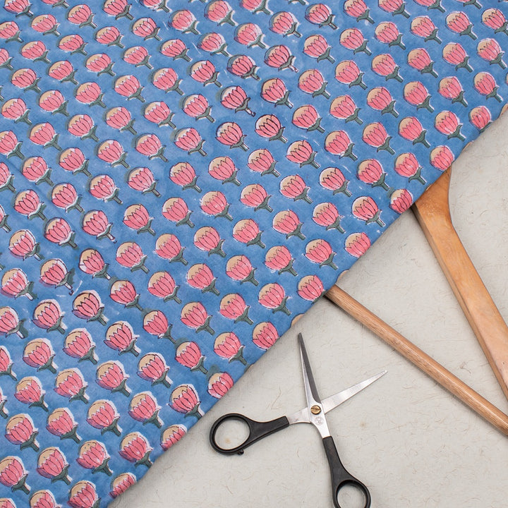 Floral Cotton Fabric by the Yard | Block Print Craft Fabric