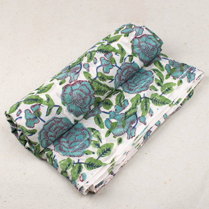 Floral Cotton Fabric by the Yard | Block Print Craft Fabric