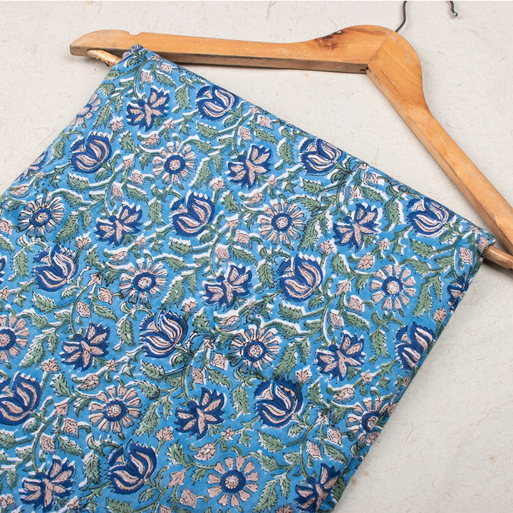 Floral Cotton Fabric by the Yard | Block Print Craft Fabric