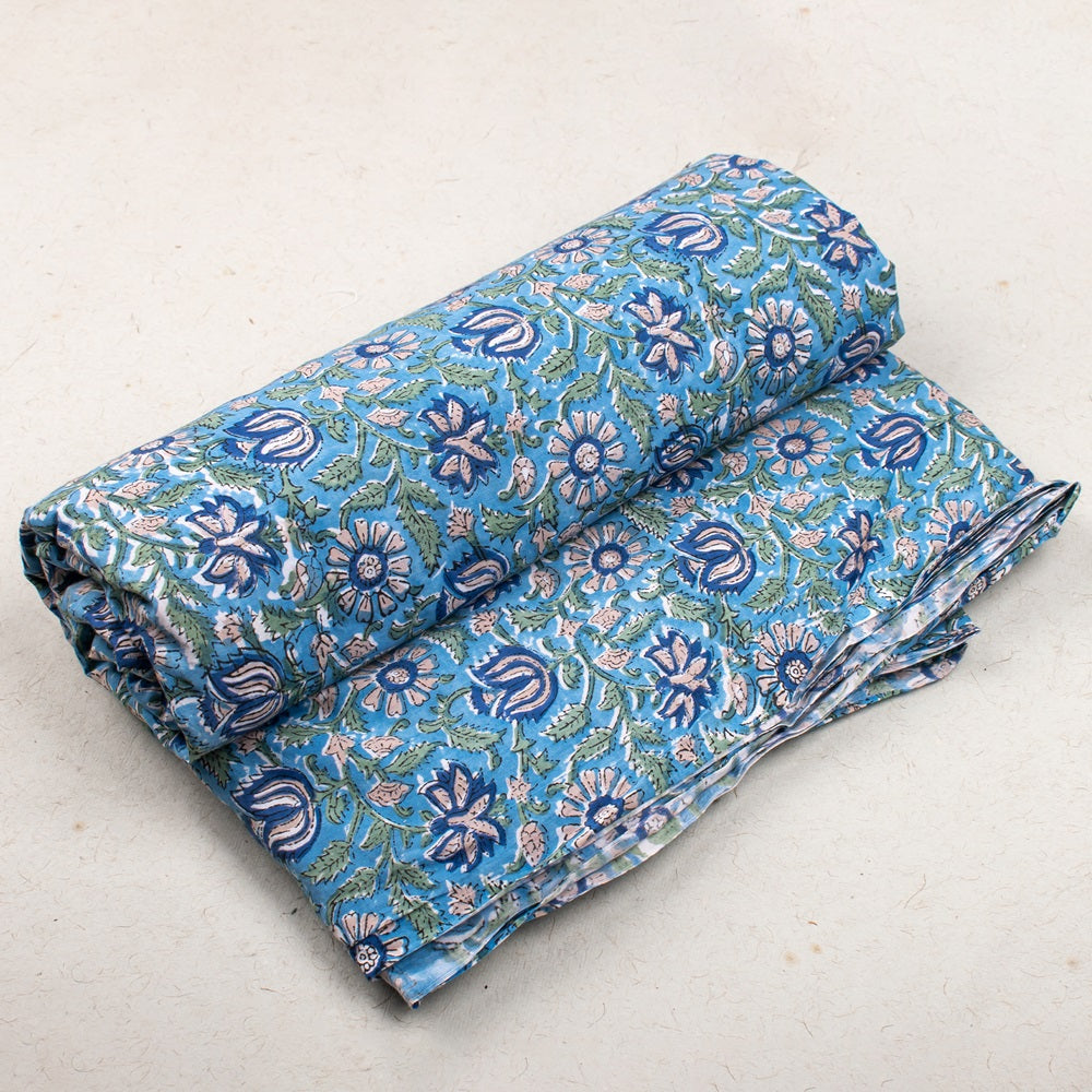 Floral Cotton Fabric by the Yard | Block Print Craft Fabric