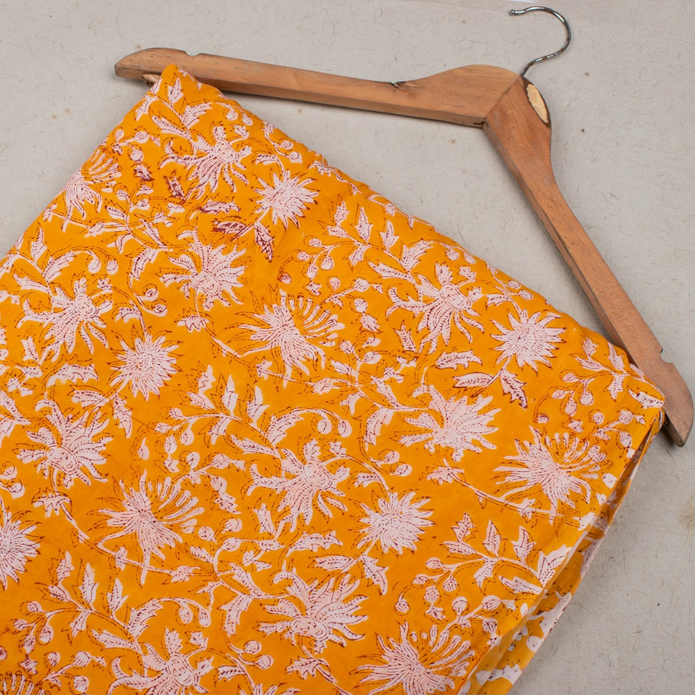 Floral Cotton Fabric by the Yard | Block Print Craft Fabric