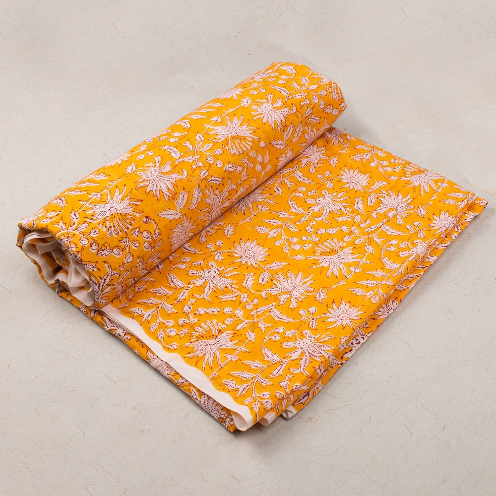 Floral Cotton Fabric by the Yard | Block Print Craft Fabric