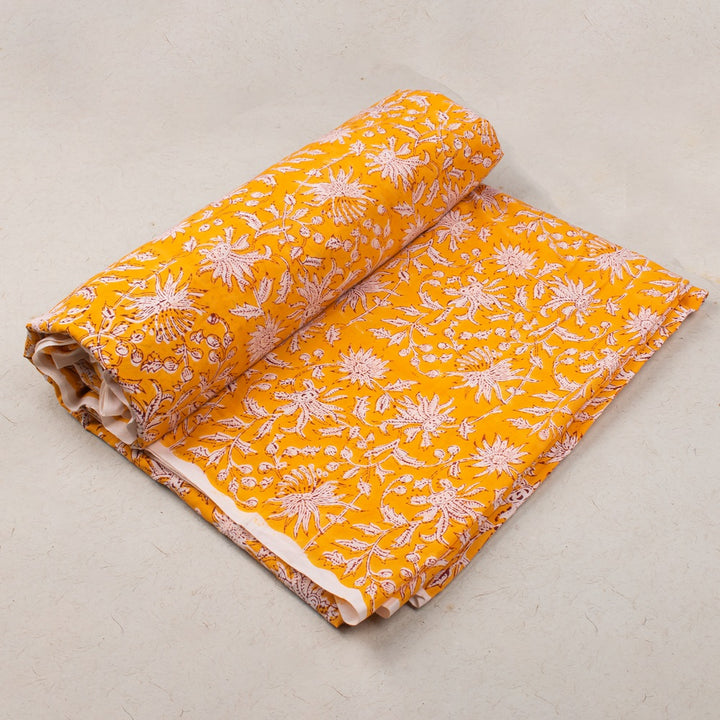 Floral Cotton Fabric by the Yard | Block Print Craft Fabric