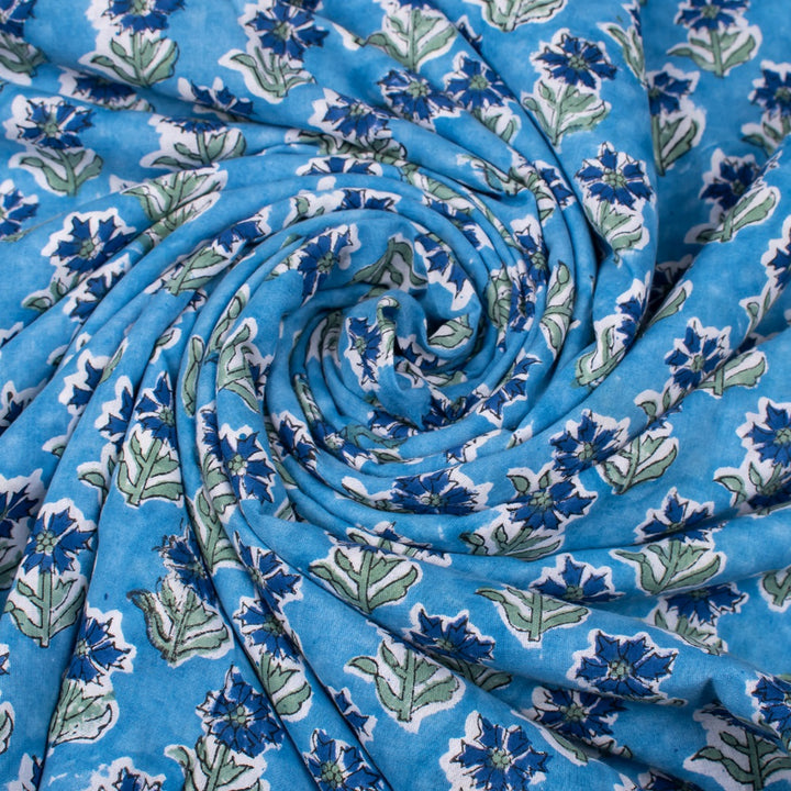 Floral Cotton Fabric by the Yard | Block Print Craft Fabric