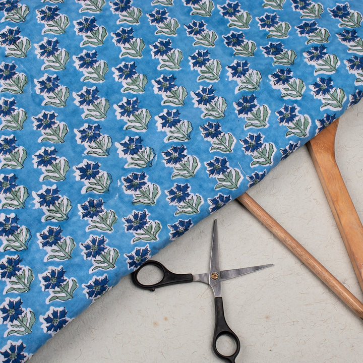 Floral Cotton Fabric by the Yard | Block Print Craft Fabric