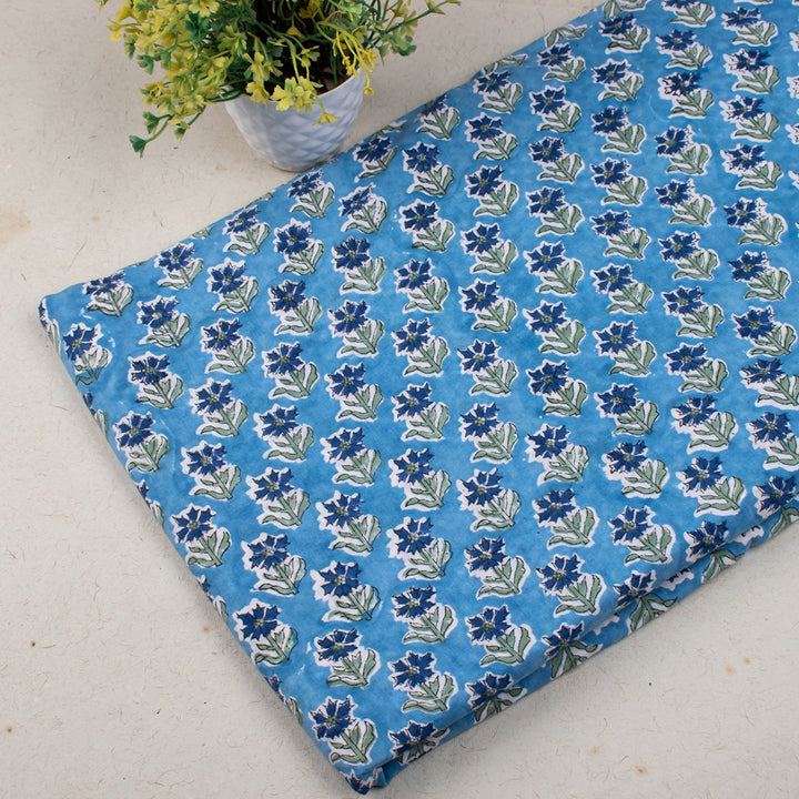 Floral Cotton Fabric by the Yard | Block Print Craft Fabric