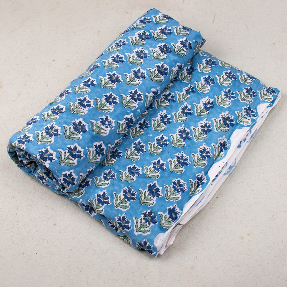 Floral Cotton Fabric by the Yard | Block Print Craft Fabric