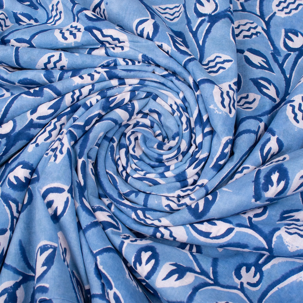 Floral Cotton Fabric by the Yard | Block Print Craft Fabric