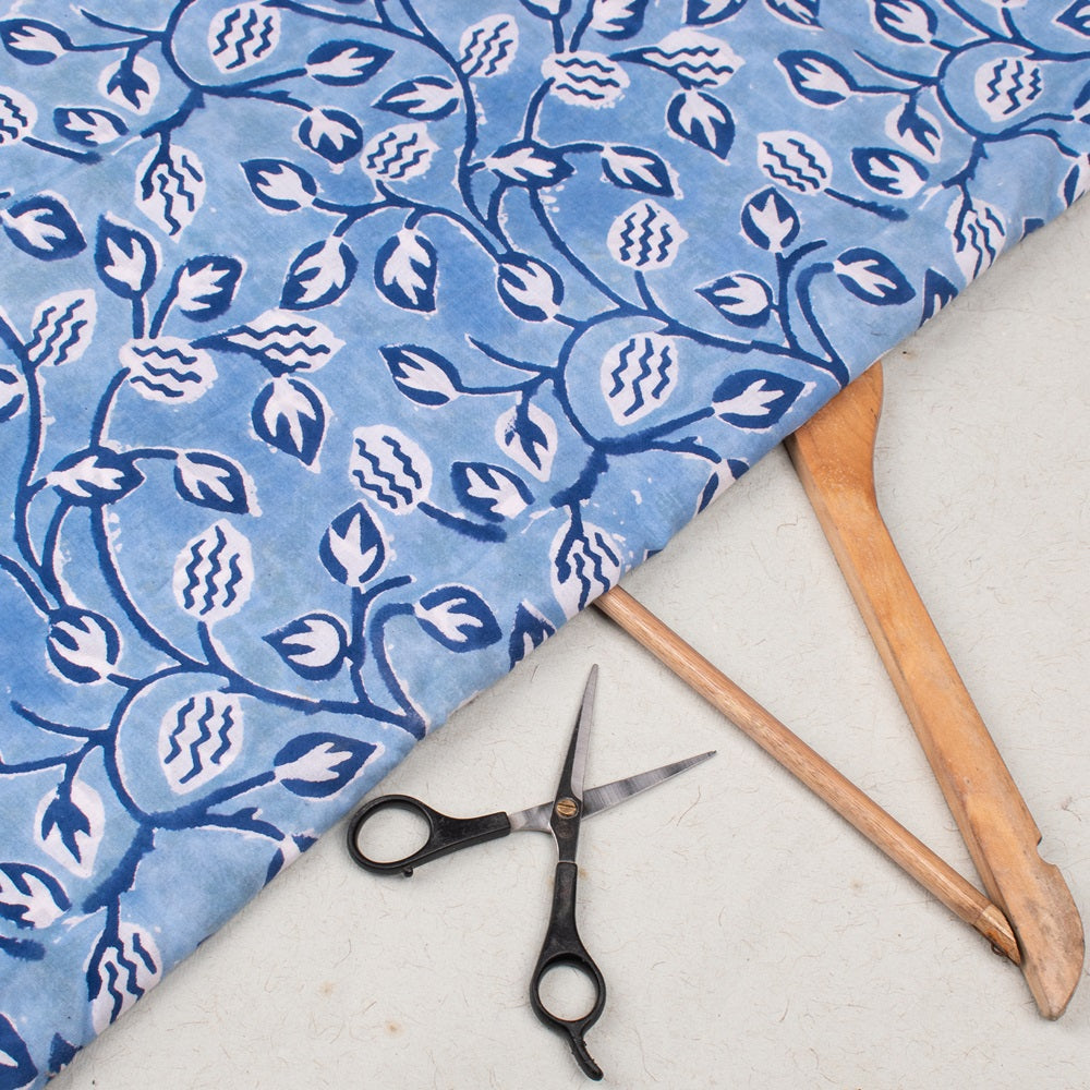 Floral Cotton Fabric by the Yard | Block Print Craft Fabric