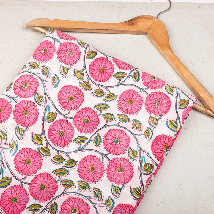 Floral Cotton Fabric by the Yard | Block Print Craft Fabric